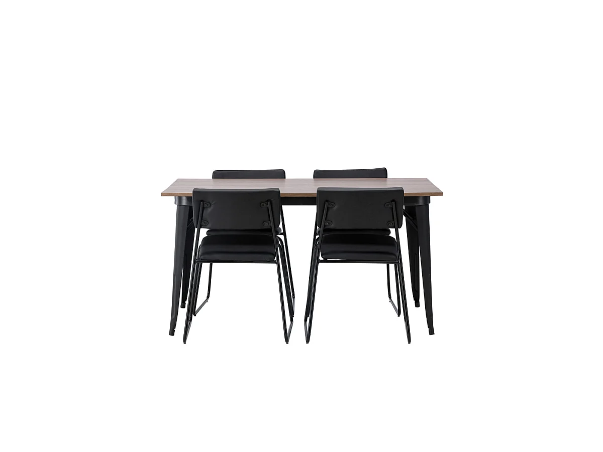 Ensemble Table à Manger & 4 Chaises "Tempe & Kenth" 140cm Naturel & Noir