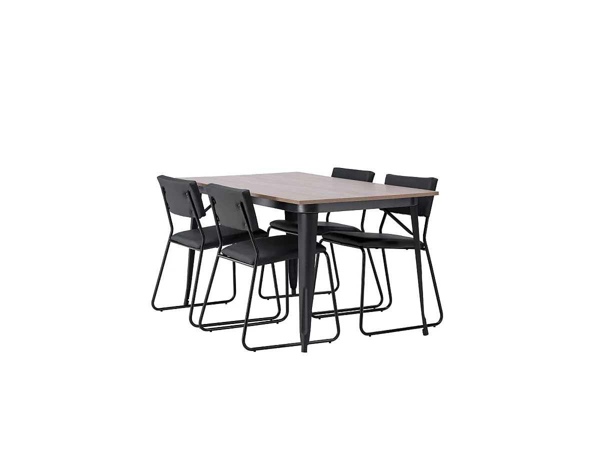 Ensemble Table à Manger & 4 Chaises "Tempe & Kenth" 140cm Naturel & Noir