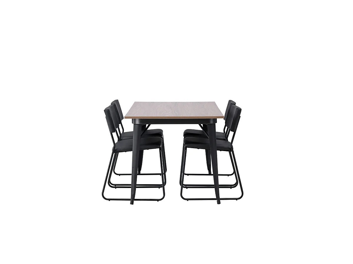 Ensemble Table à Manger & 4 Chaises "Tempe & Kenth" 140cm Naturel & Noir