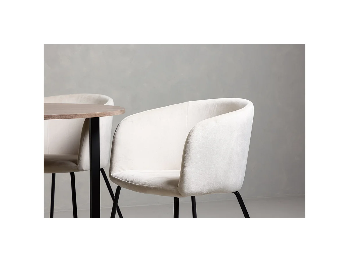 Ensemble Table à Manger & 4 Chaises "Durango & Berit" 120cm Noyer  & Beige
