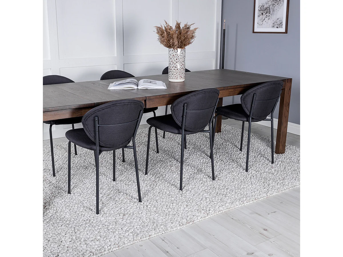 Ensemble Table à Manger Extensible & 6 Chaises "Slider & Vault" 170-250cm Noir & Marron