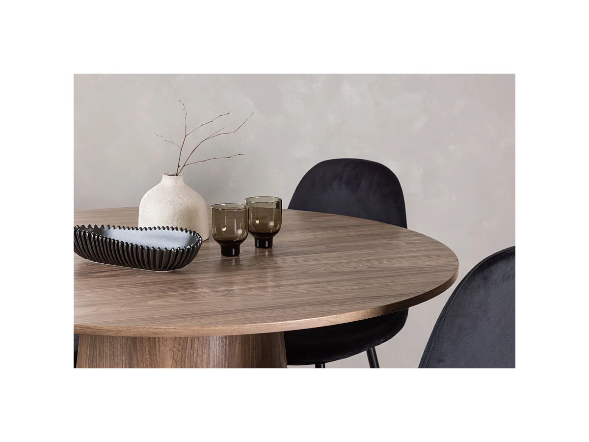 Ensemble Table à Manger & 4 Chaises "Lanzo & Polar" 120cm Marron & Noir