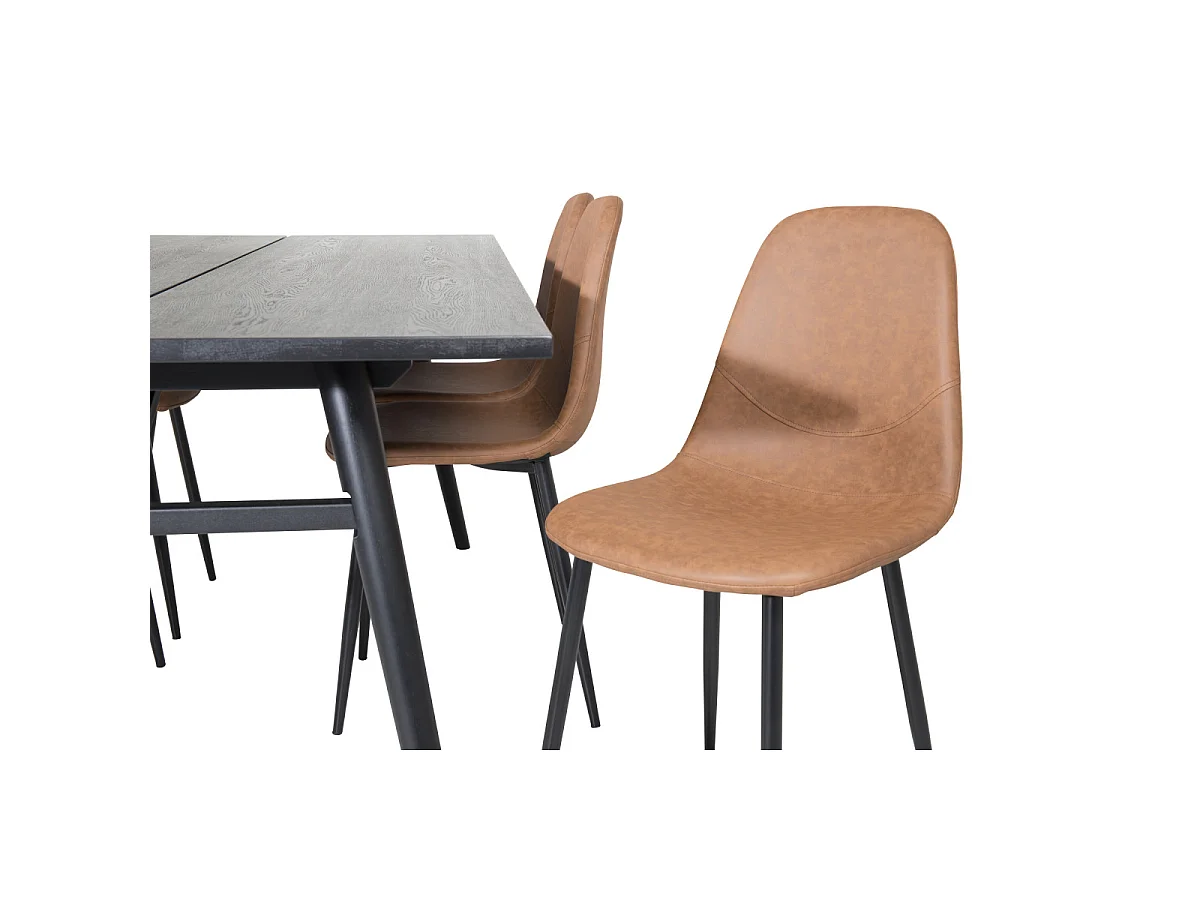 Ensemble Table à Manger Extensible & 6 Chaises Design "Sleek & Polar" 195-280cm Noir & Marron