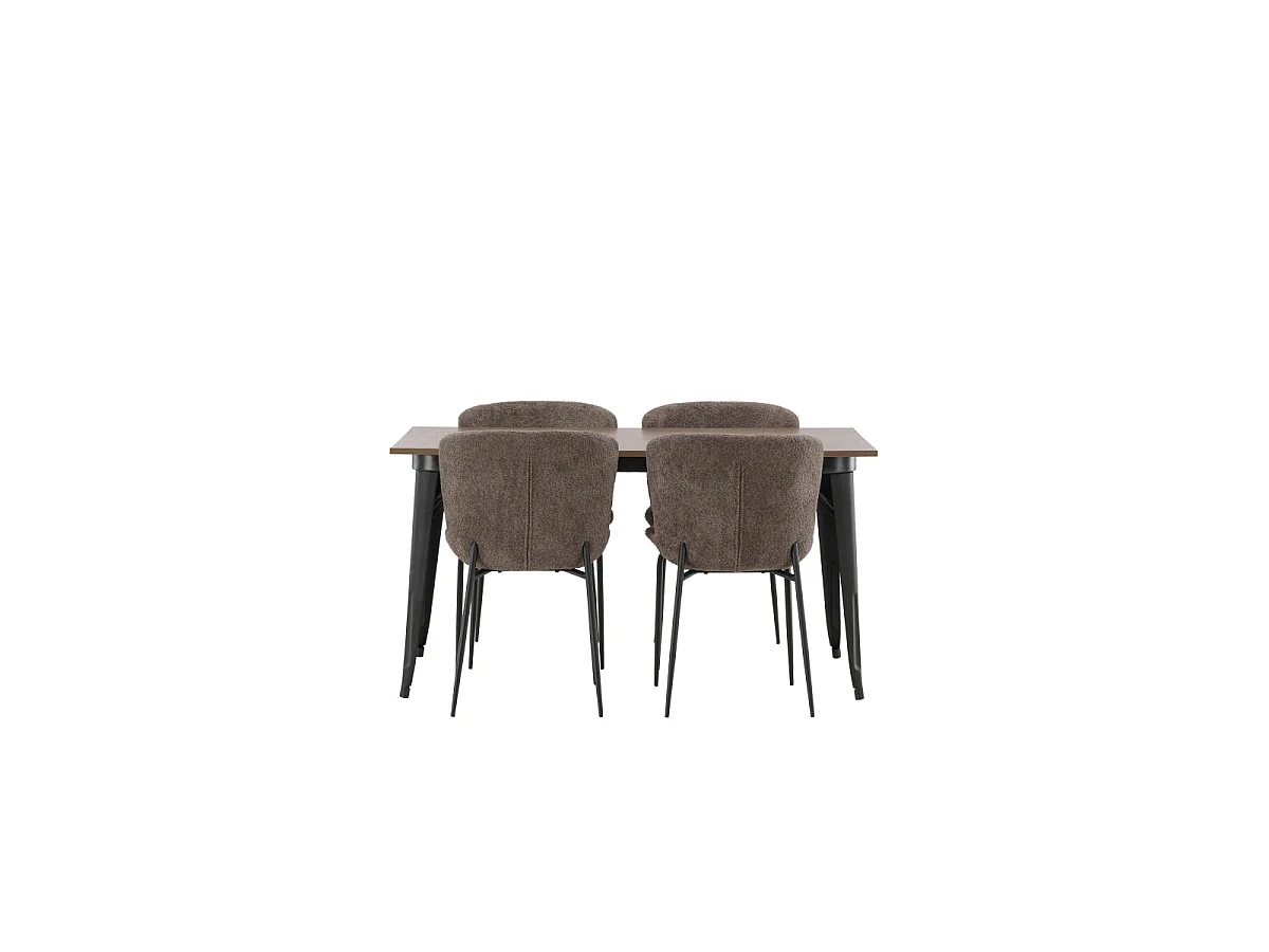 Ensemble Table à Manger & 4 Chaises "Tempe & Modesto" 140cm Marron