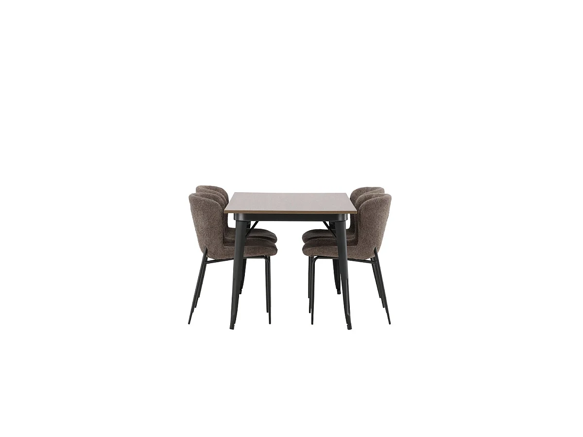 Ensemble Table à Manger & 4 Chaises "Tempe & Modesto" 140cm Marron