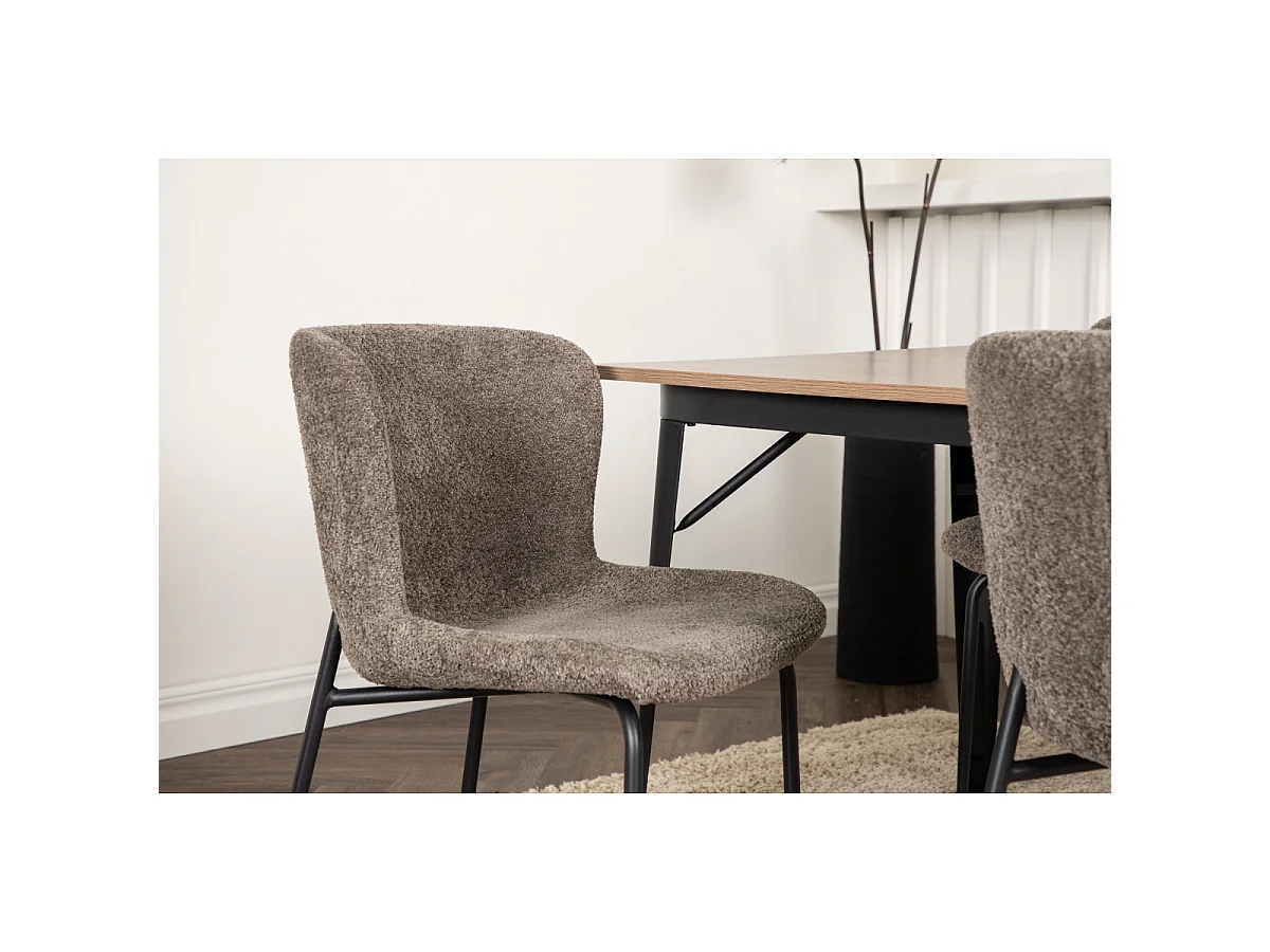 Ensemble Table à Manger & 4 Chaises "Tempe & Modesto" 140cm Marron