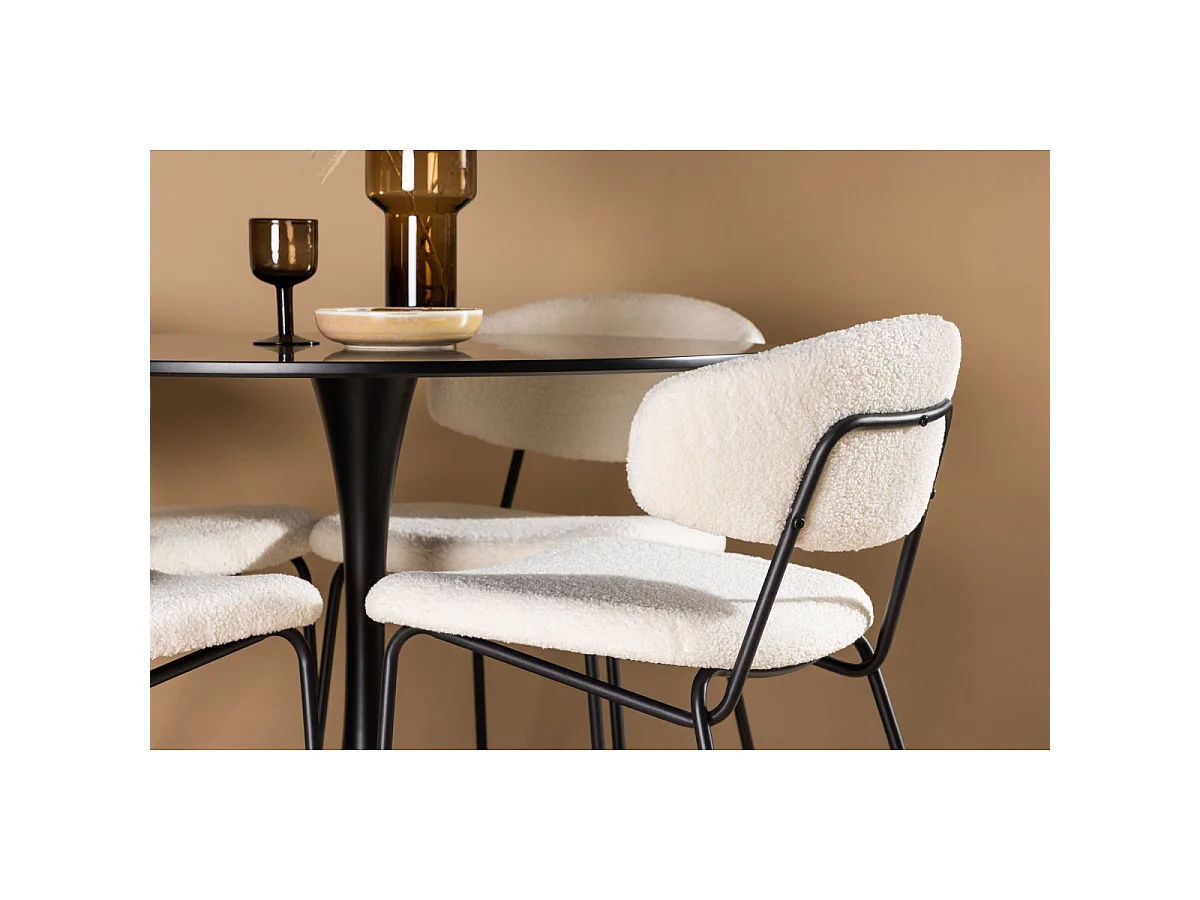 Ensemble Table à Manger & 4 Chaises "Glade & Chico" 100cm Noir & Blanc