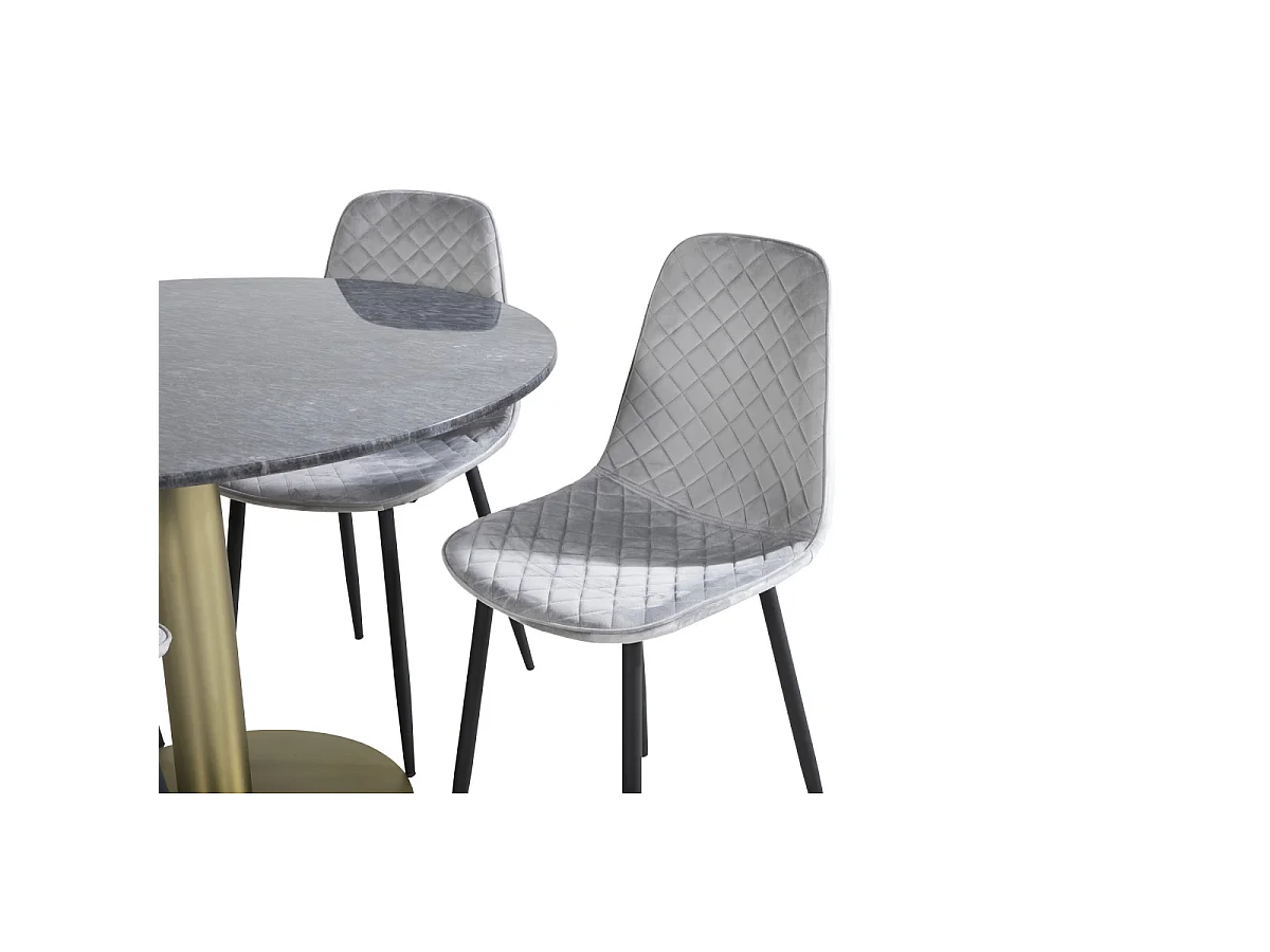 Ensemble Table à Manger & 4 Chaises Design "Estelle II & Polar I" 106cm Gris Foncé & Gris