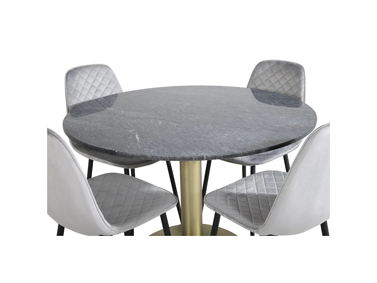 Ensemble Table à Manger & 4 Chaises Design "Estelle II & Polar I" 106cm Gris Foncé & Gris
