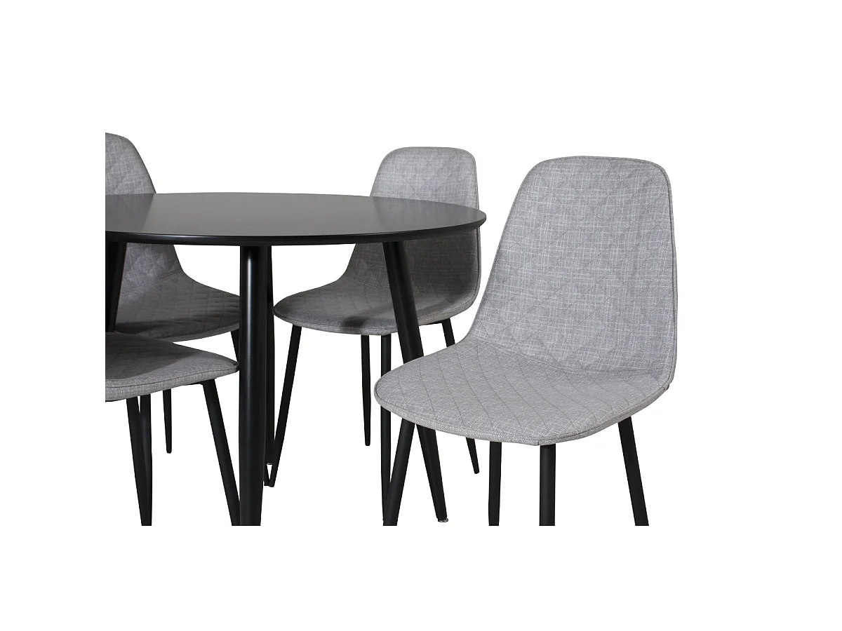 Ensemble Table à Manger & 4 Chaises "Plaza I & Polar" 100cm Noir & Gris