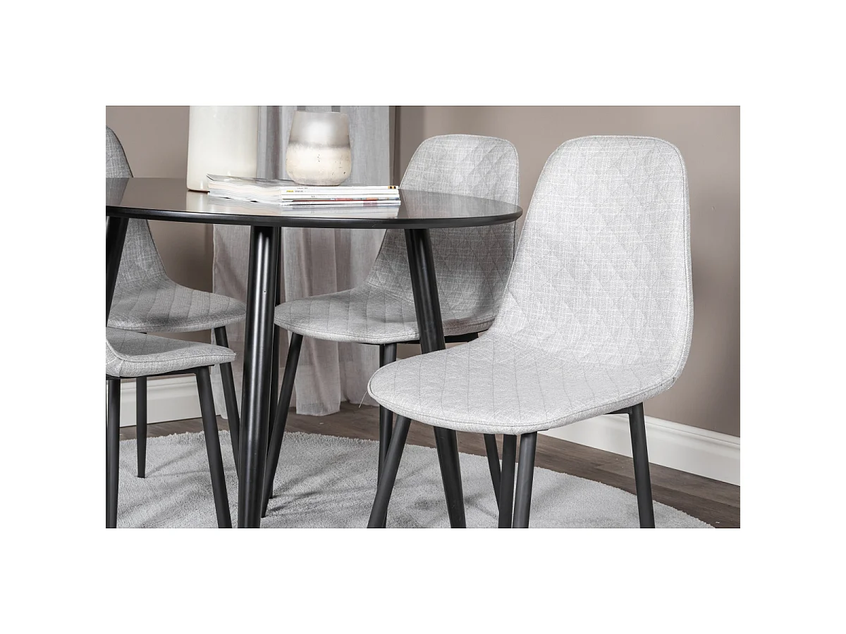 Ensemble Table à Manger & 4 Chaises "Plaza I & Polar" 100cm Noir & Gris