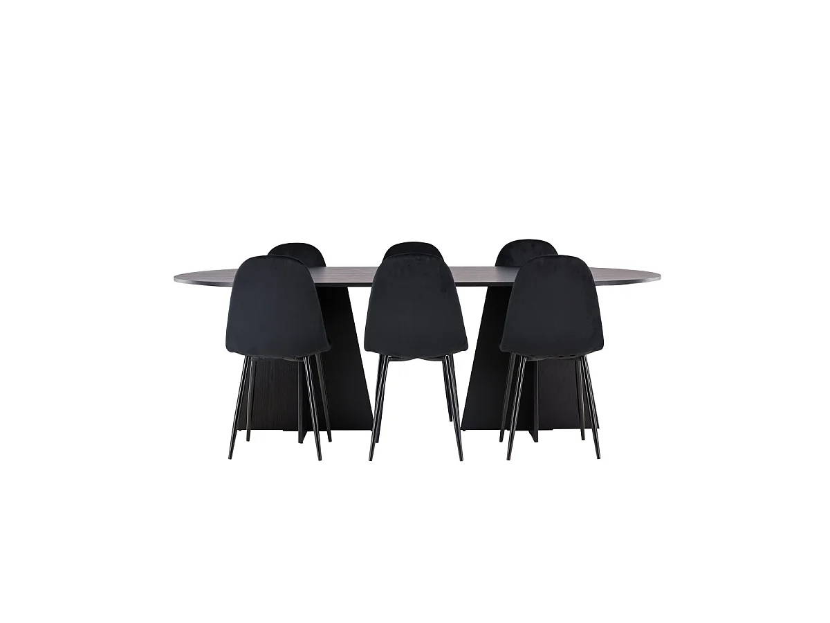 Ensemble Table à Manger & 6 Chaises "Bootcut & Polar" 230cm Noir