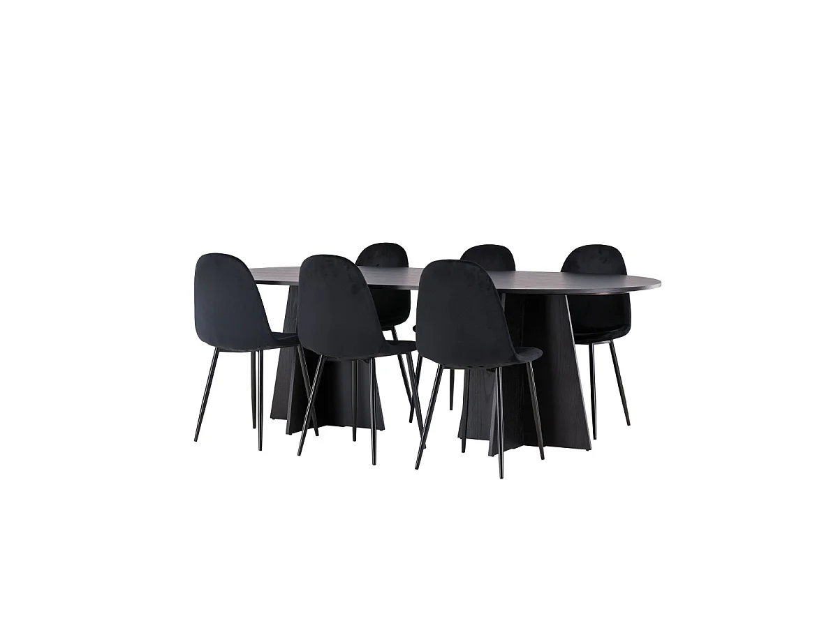 Ensemble Table à Manger & 6 Chaises "Bootcut & Polar" 230cm Noir
