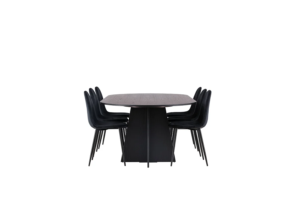 Ensemble Table à Manger & 6 Chaises "Bootcut & Polar" 230cm Noir