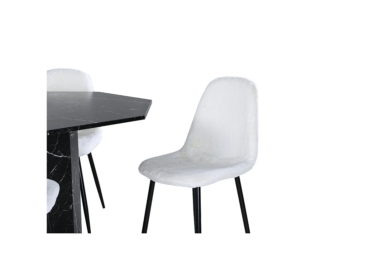 Ensemble Table à Manger & 4 Chaises "Marbs & Polar" 110cm Noir & Blanc