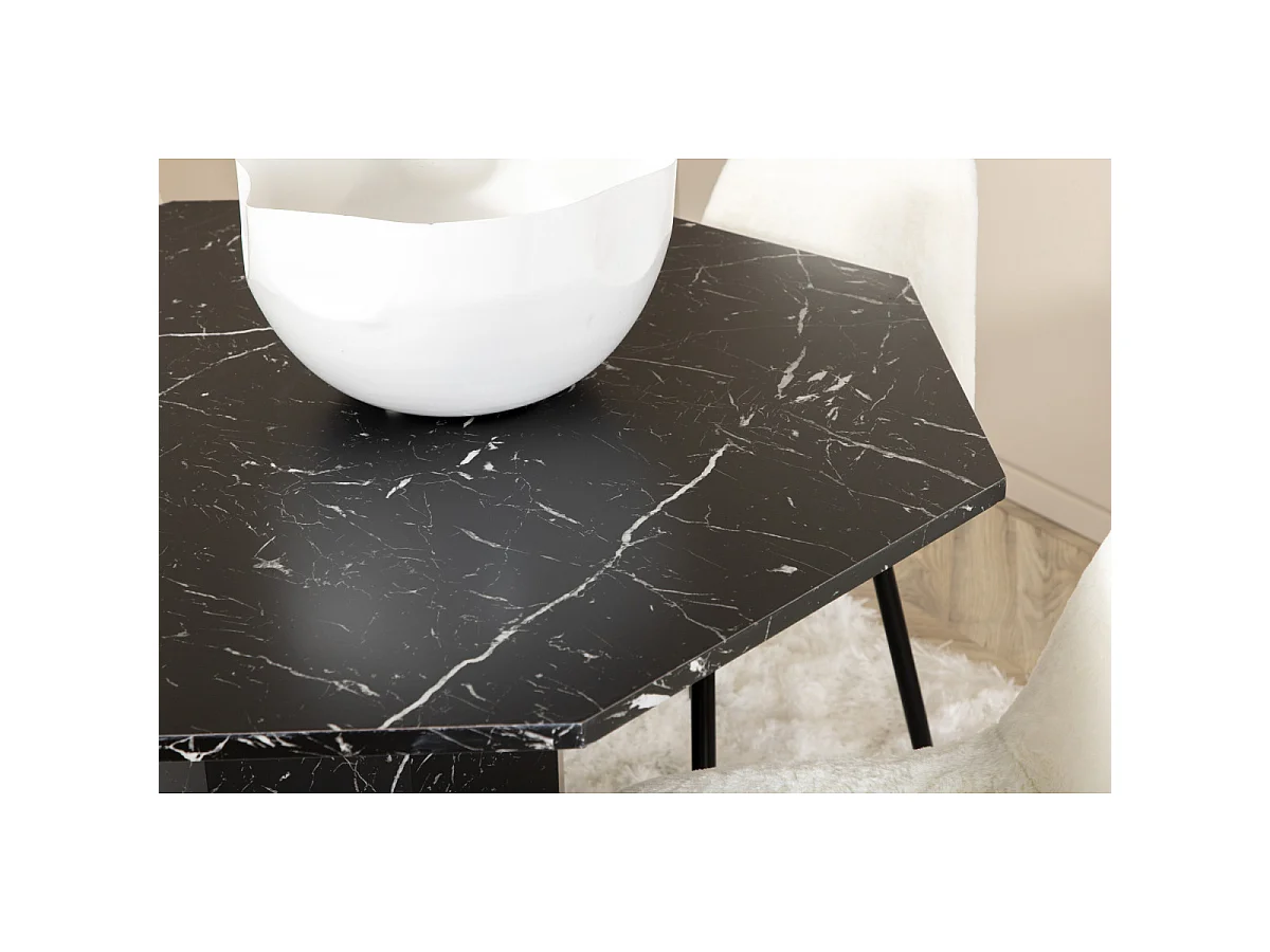 Ensemble Table à Manger & 4 Chaises "Marbs & Polar" 110cm Noir & Blanc