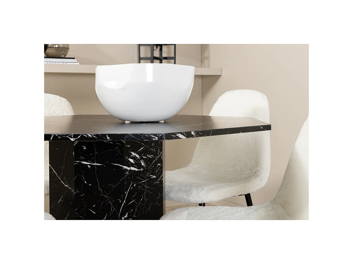 Ensemble Table à Manger & 4 Chaises "Marbs & Polar" 110cm Noir & Blanc