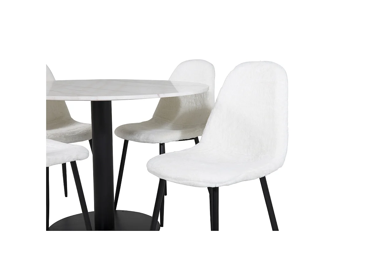 Ensemble Table à Manger & 4 Chaises "Estelle I & Polar I" 106cm Blanc