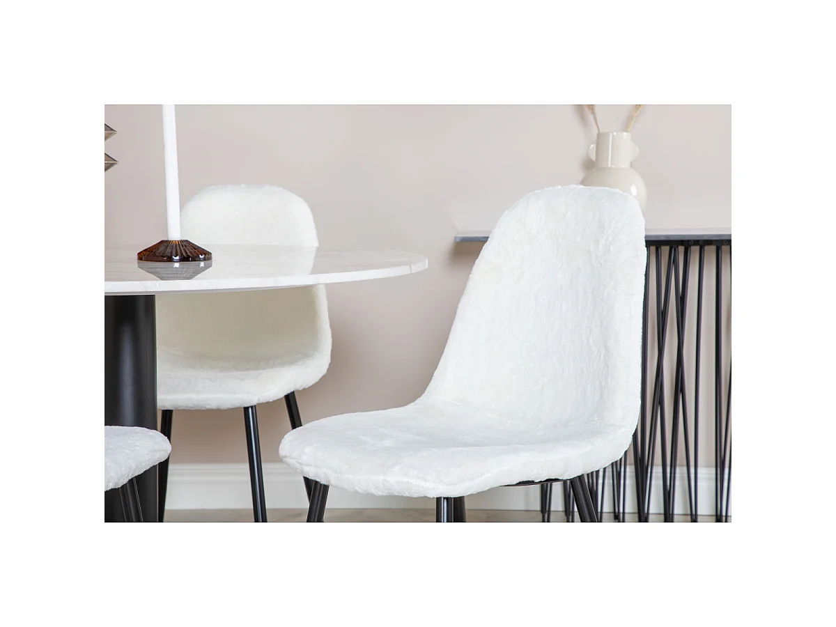Ensemble Table à Manger & 4 Chaises "Estelle I & Polar I" 106cm Blanc