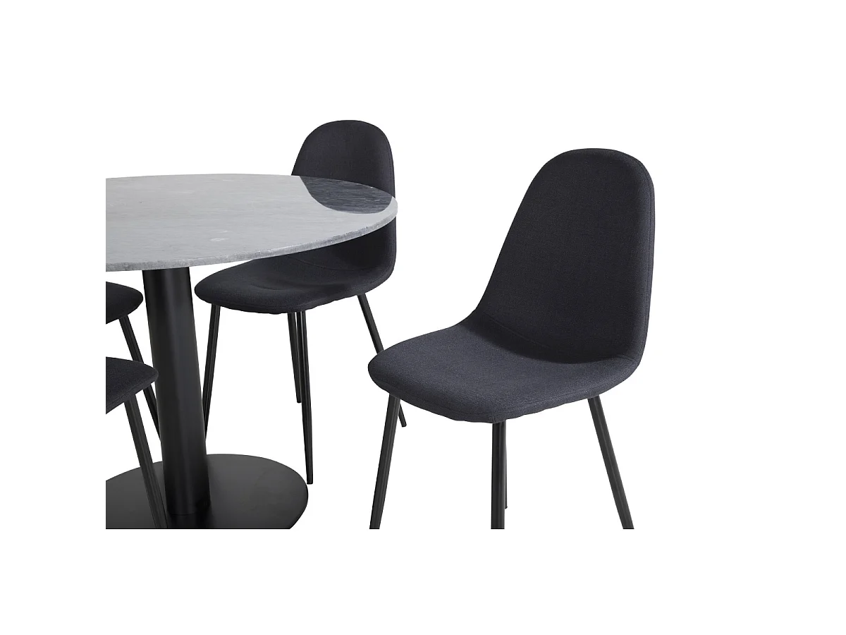 Ensemble Table à Manger & 4 Chaises "Estelle I & Polar" 106cm Gris Foncé & Noir