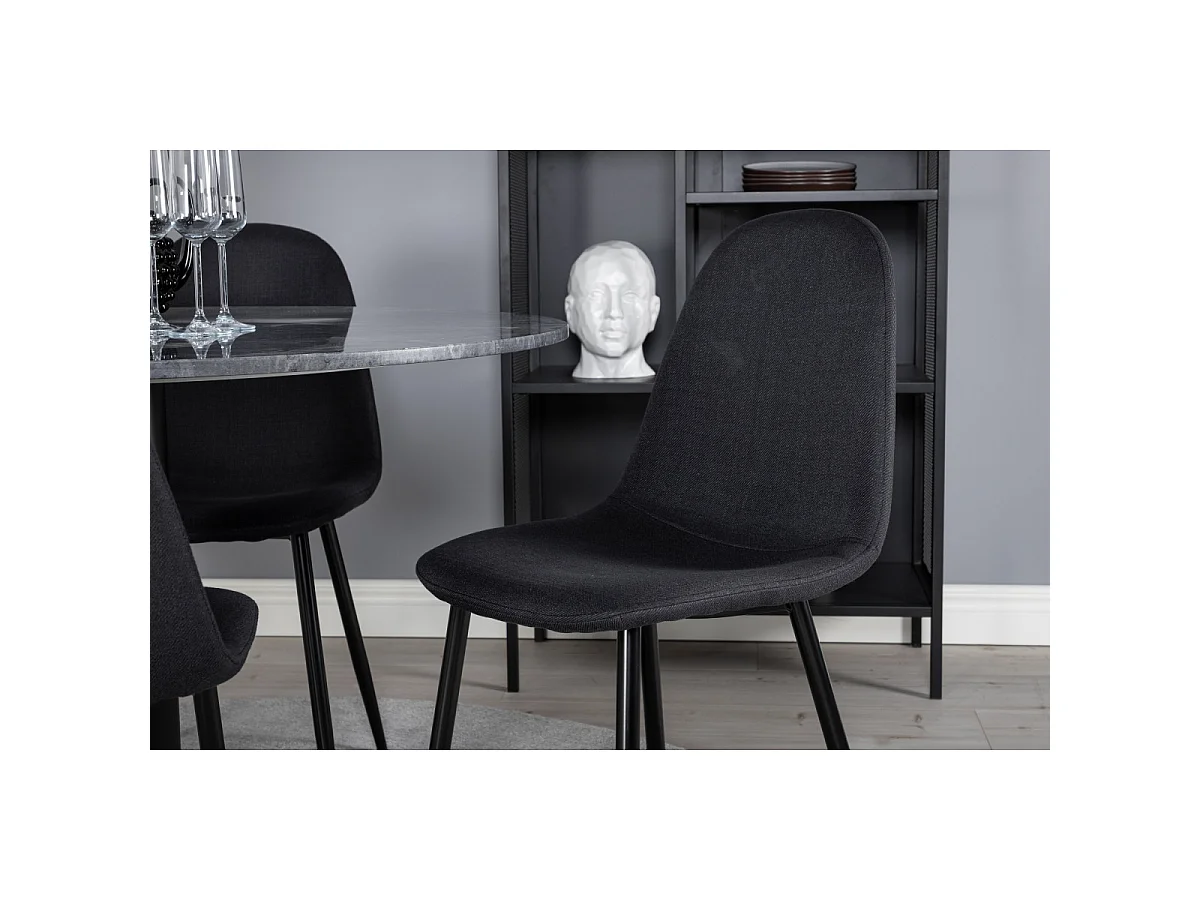 Ensemble Table à Manger & 4 Chaises "Estelle I & Polar" 106cm Gris Foncé & Noir