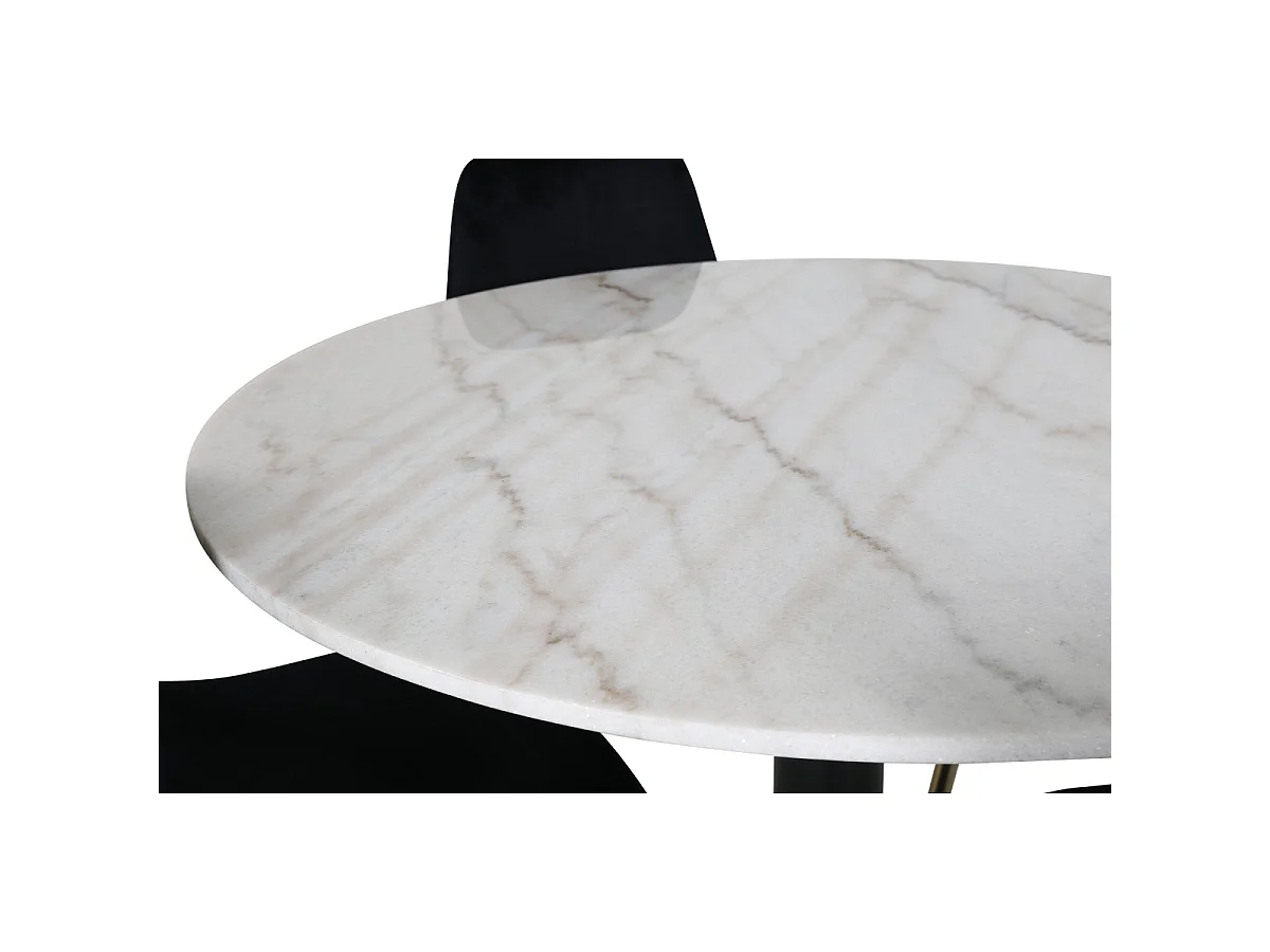 Ensemble Table à Manger & 4 Chaises "Estelle I & Polar II" 106cm Blanc & Noir