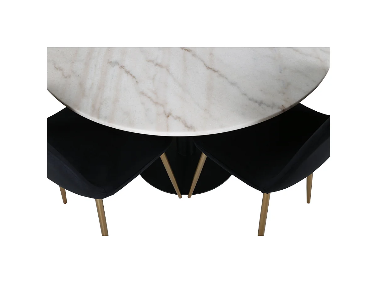 Ensemble Table à Manger & 4 Chaises "Estelle I & Polar II" 106cm Blanc & Noir