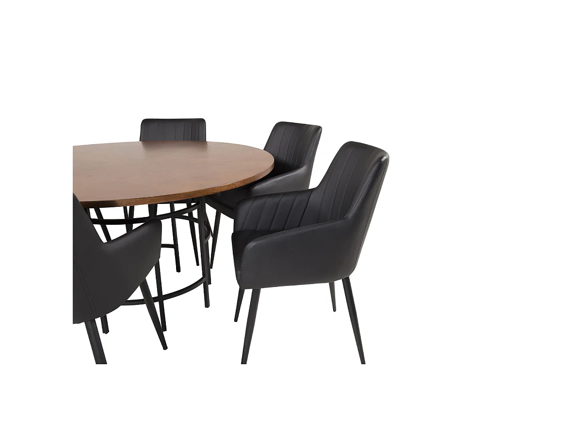 Ensemble Table à Manger & 6 Chaises "Copenhagen & Comfort" 150cm Marron & Noir