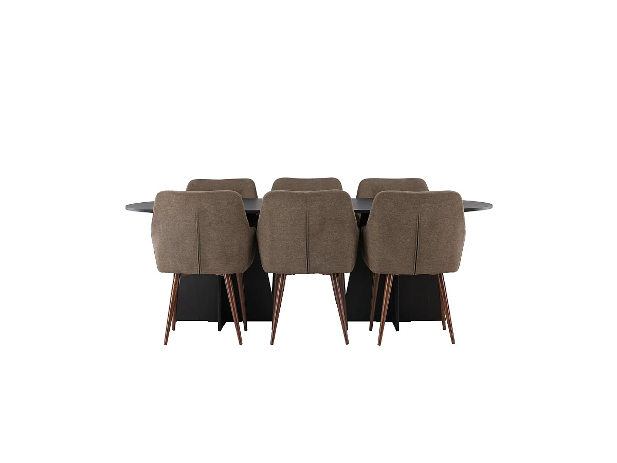 Ensemble Table à Manger & 6 Chaises "Bootcut & Tomorrow" 230cm Marron & Noir