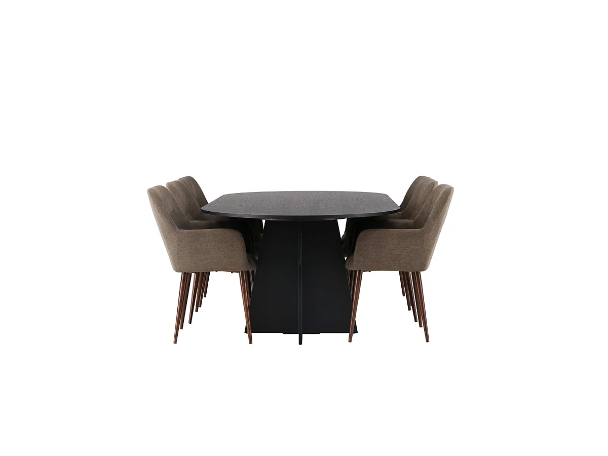 Ensemble Table à Manger & 6 Chaises "Bootcut & Tomorrow" 230cm Marron & Noir