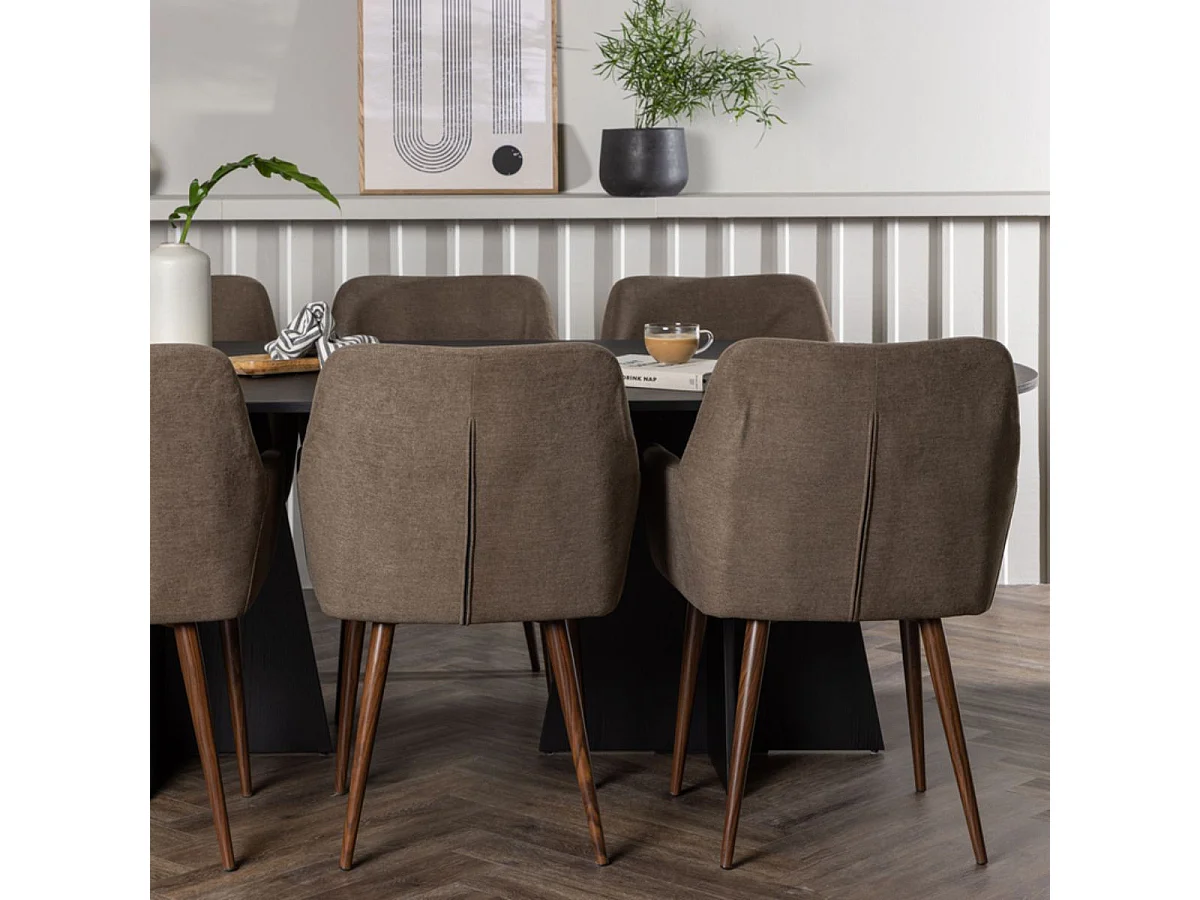 Ensemble Table à Manger & 6 Chaises "Bootcut & Tomorrow" 230cm Marron & Noir