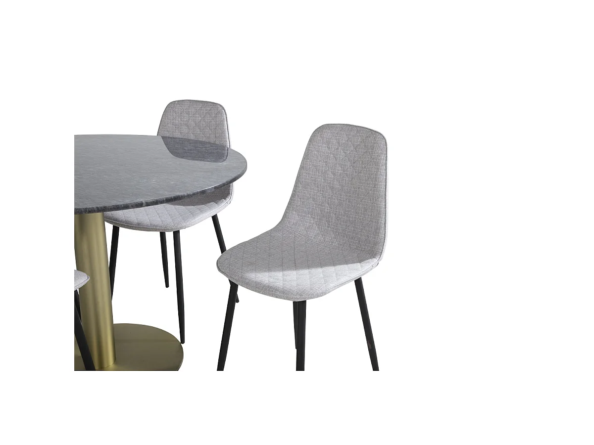Ensemble Table à Manger & 4 Chaises "Estelle II & Polar" 106cm Noir & Gris