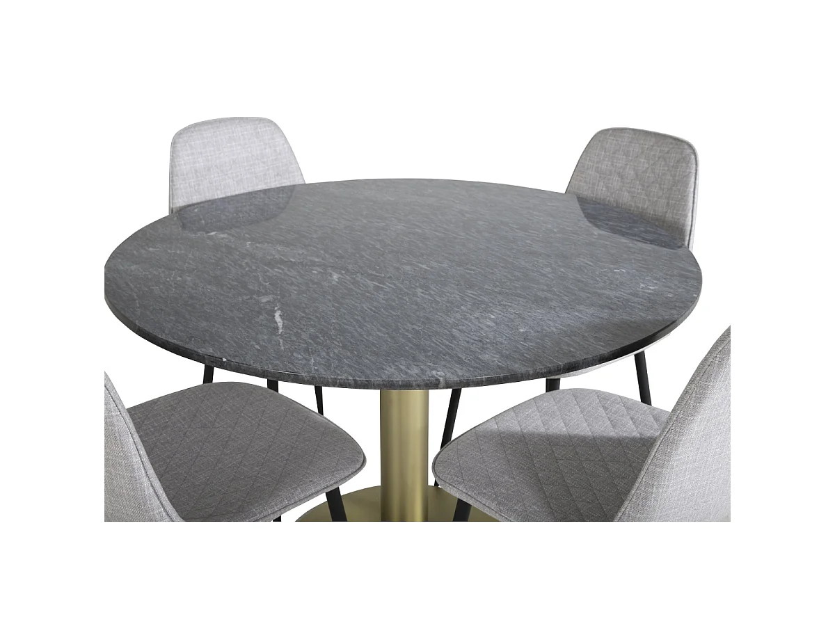 Ensemble Table à Manger & 4 Chaises "Estelle II & Polar" 106cm Noir & Gris