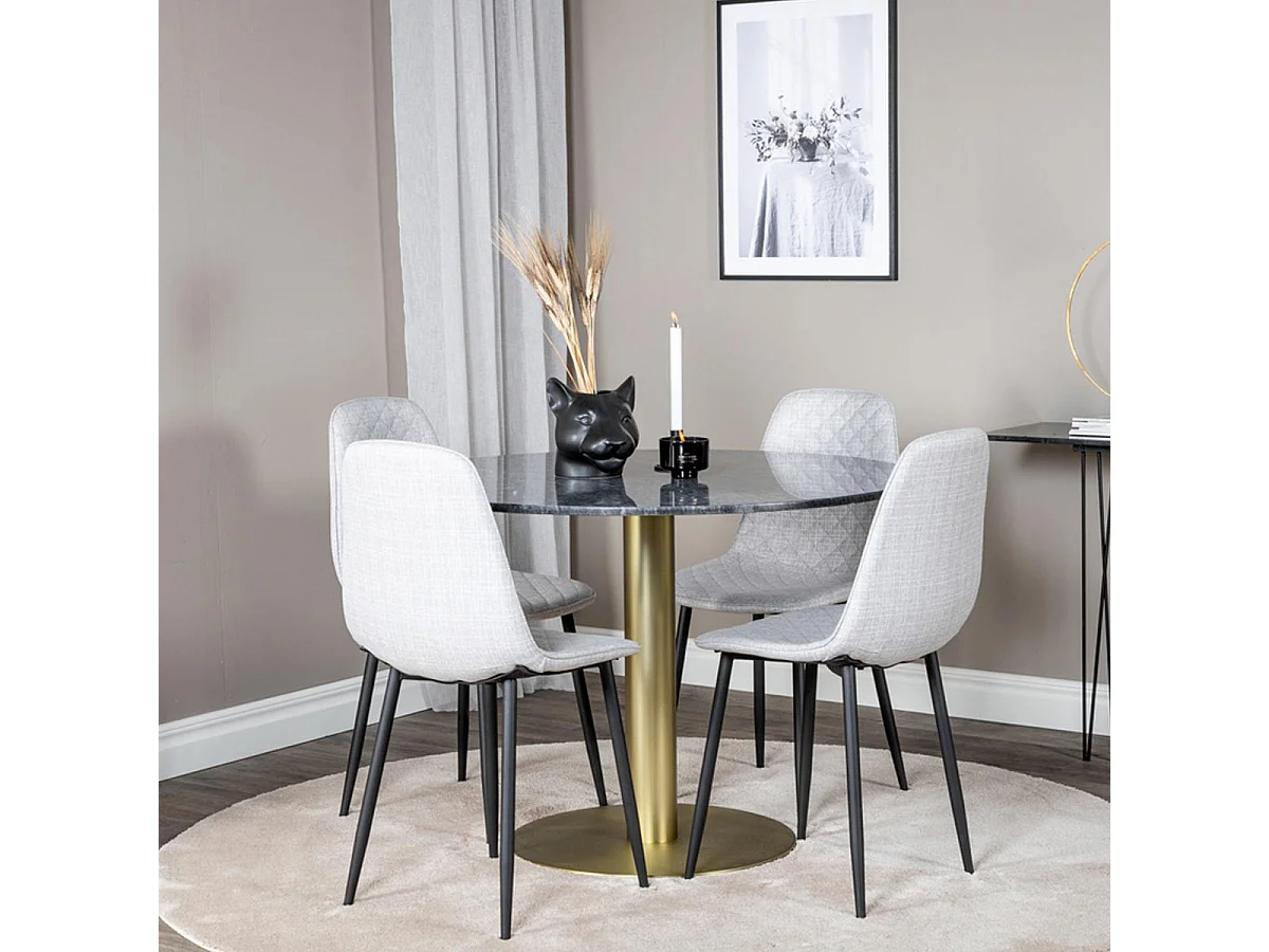 Ensemble Table à Manger & 4 Chaises "Estelle II & Polar" 106cm Noir & Gris