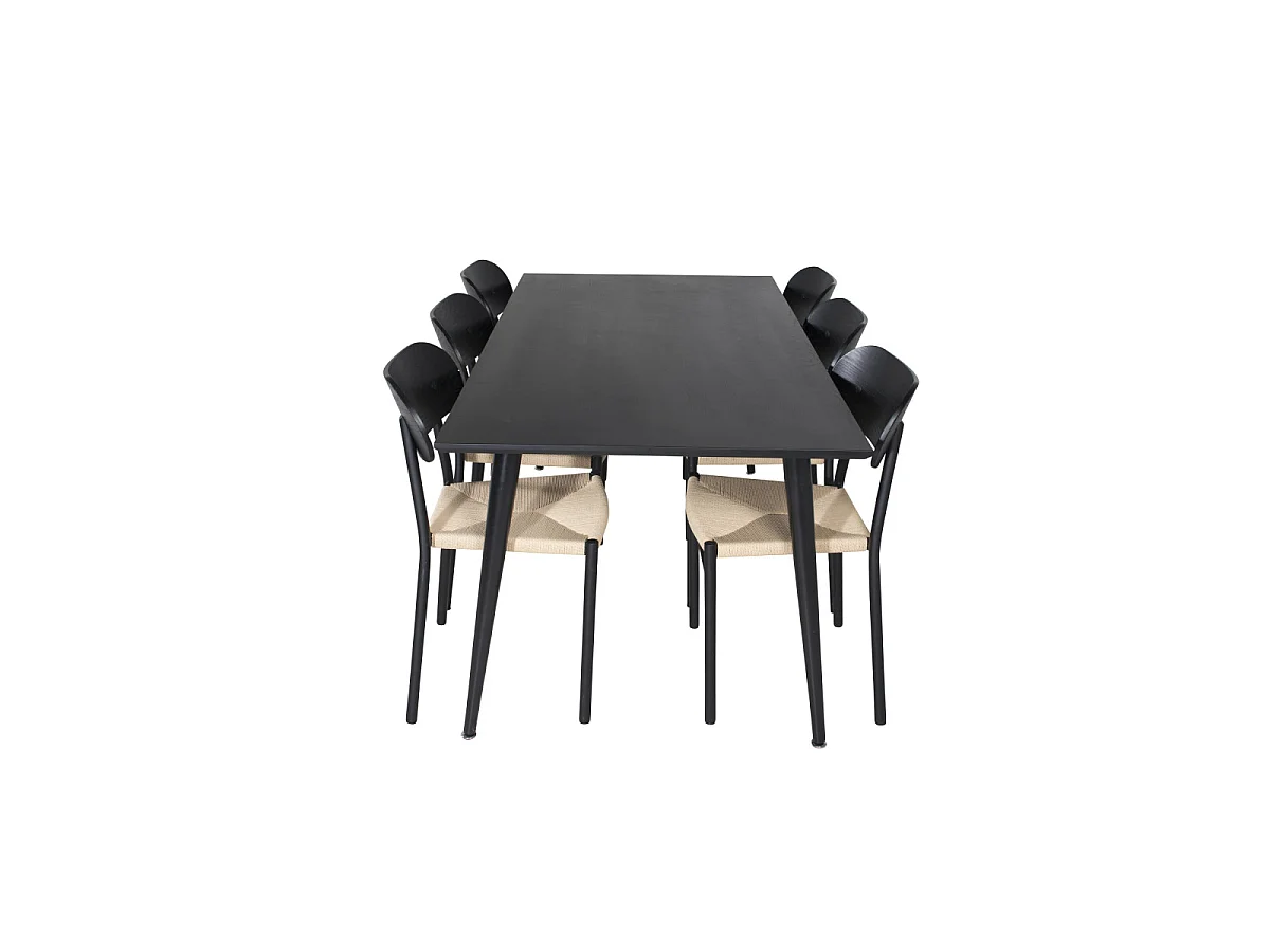 Ensemble Table à Manger & 6 Chaises "Dipp & Polly" 180cm Noir