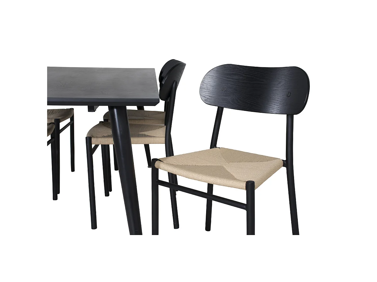 Ensemble Table à Manger & 6 Chaises "Dipp & Polly" 180cm Noir