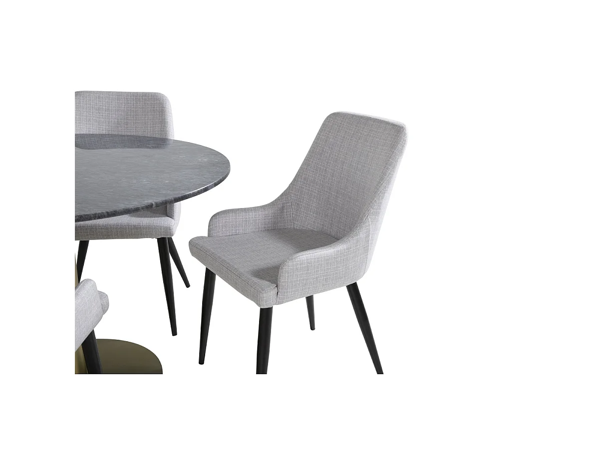 Ensemble Table à Manger & 4 Chaises "Estelle & Plaza" 106cm Gris Foncé & Gris