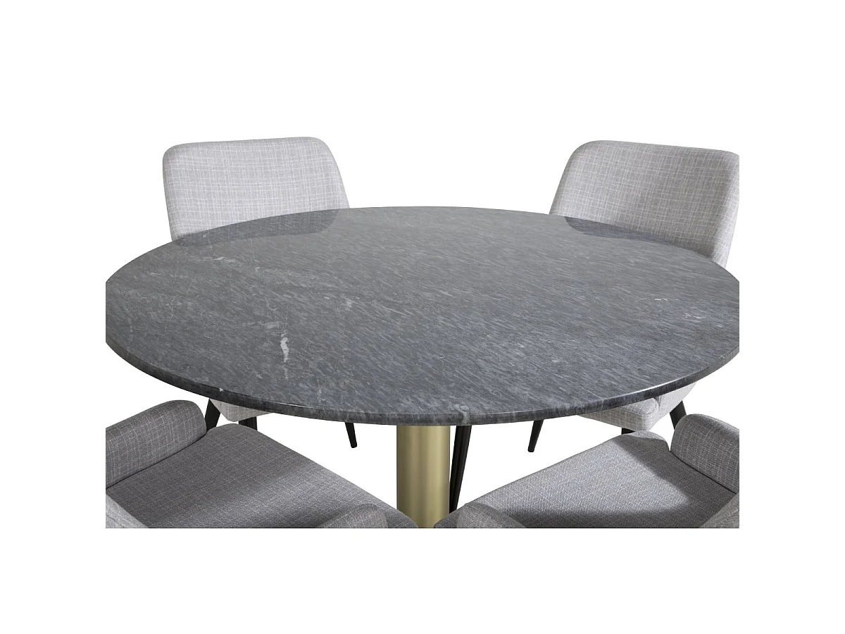 Ensemble Table à Manger & 4 Chaises "Estelle & Plaza" 106cm Gris Foncé & Gris