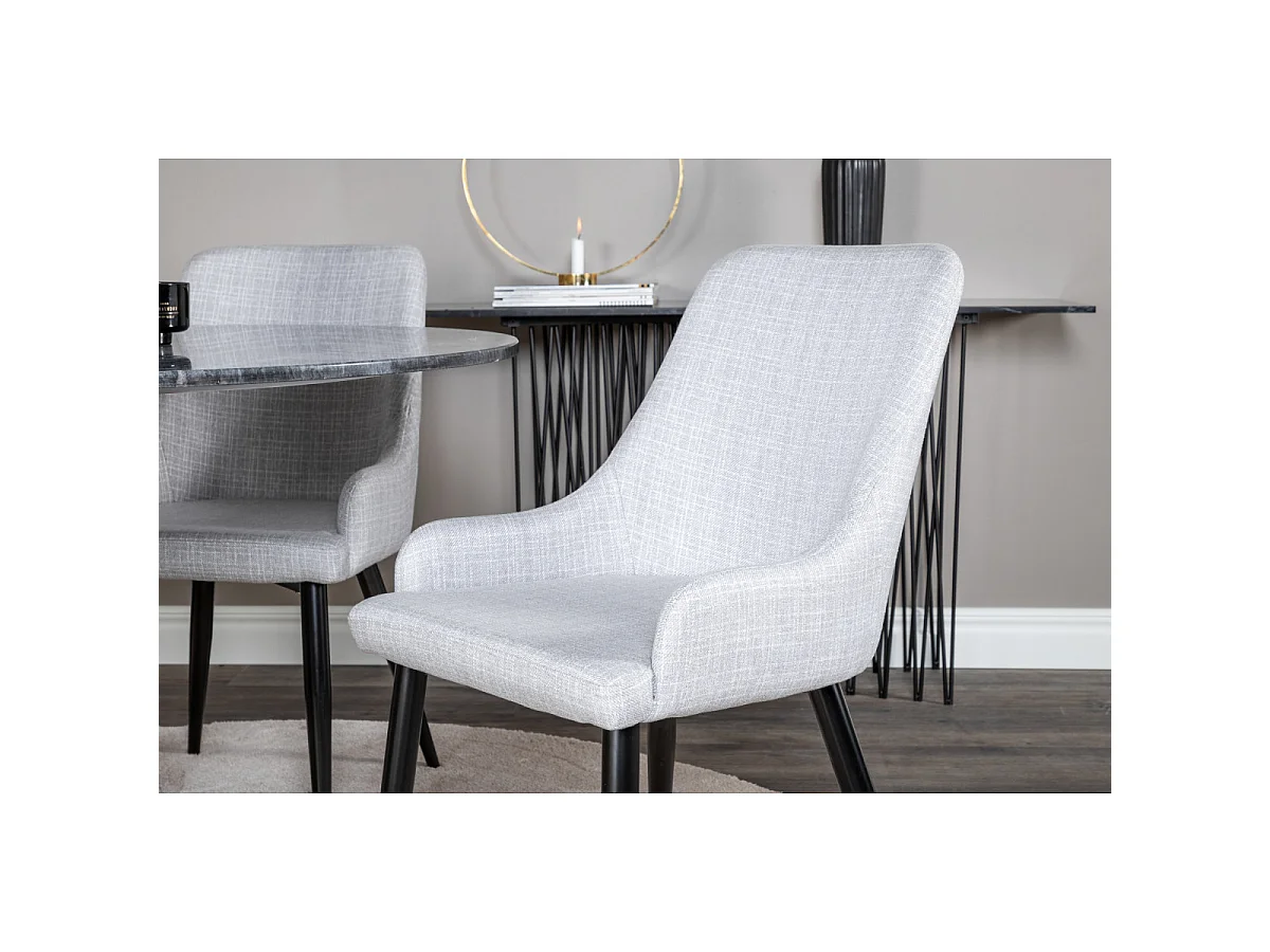 Ensemble Table à Manger & 4 Chaises "Estelle & Plaza" 106cm Gris Foncé & Gris