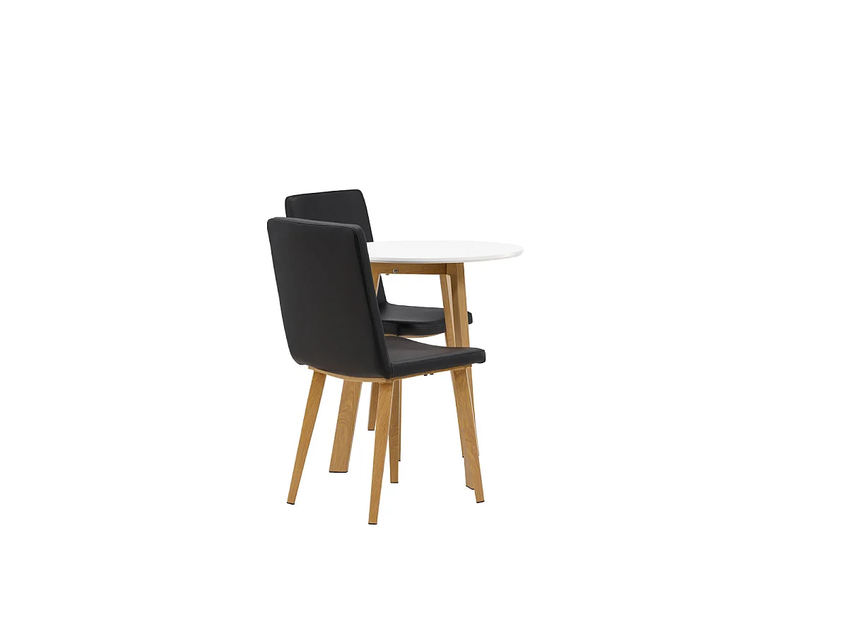 Ensemble Table à Manger & 2 Chaises "Leonora & Today" 65cm Blanc & Noir