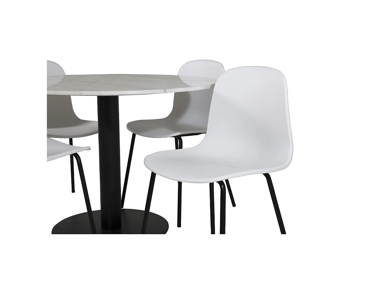 Ensemble Table à Manger & 4 Chaises "Estelle & Artic" 106cm Blanc
