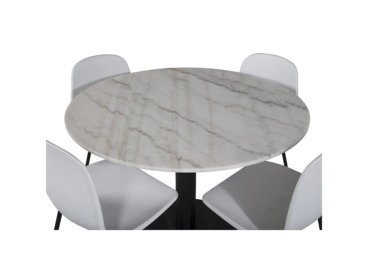 Ensemble Table à Manger & 4 Chaises "Estelle & Artic" 106cm Blanc
