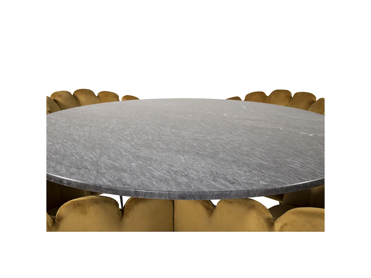 Ensemble Table à Manger & 4 Chaises "Estelle II & Limhamn" 106cm Gris Foncé & Jaune
