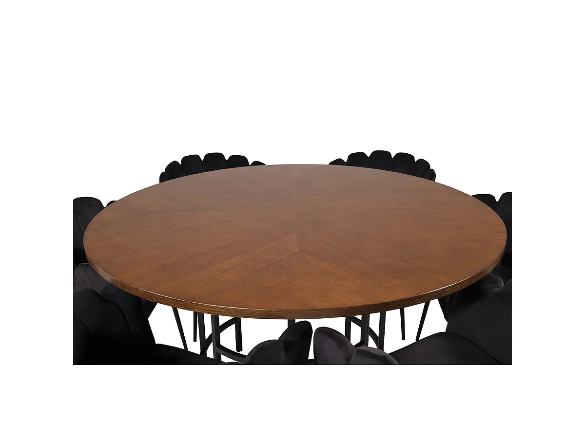 Ensemble Table à Manger & 6 Chaises "Copenhagen & Limhamn" 140cm Noir & Marron