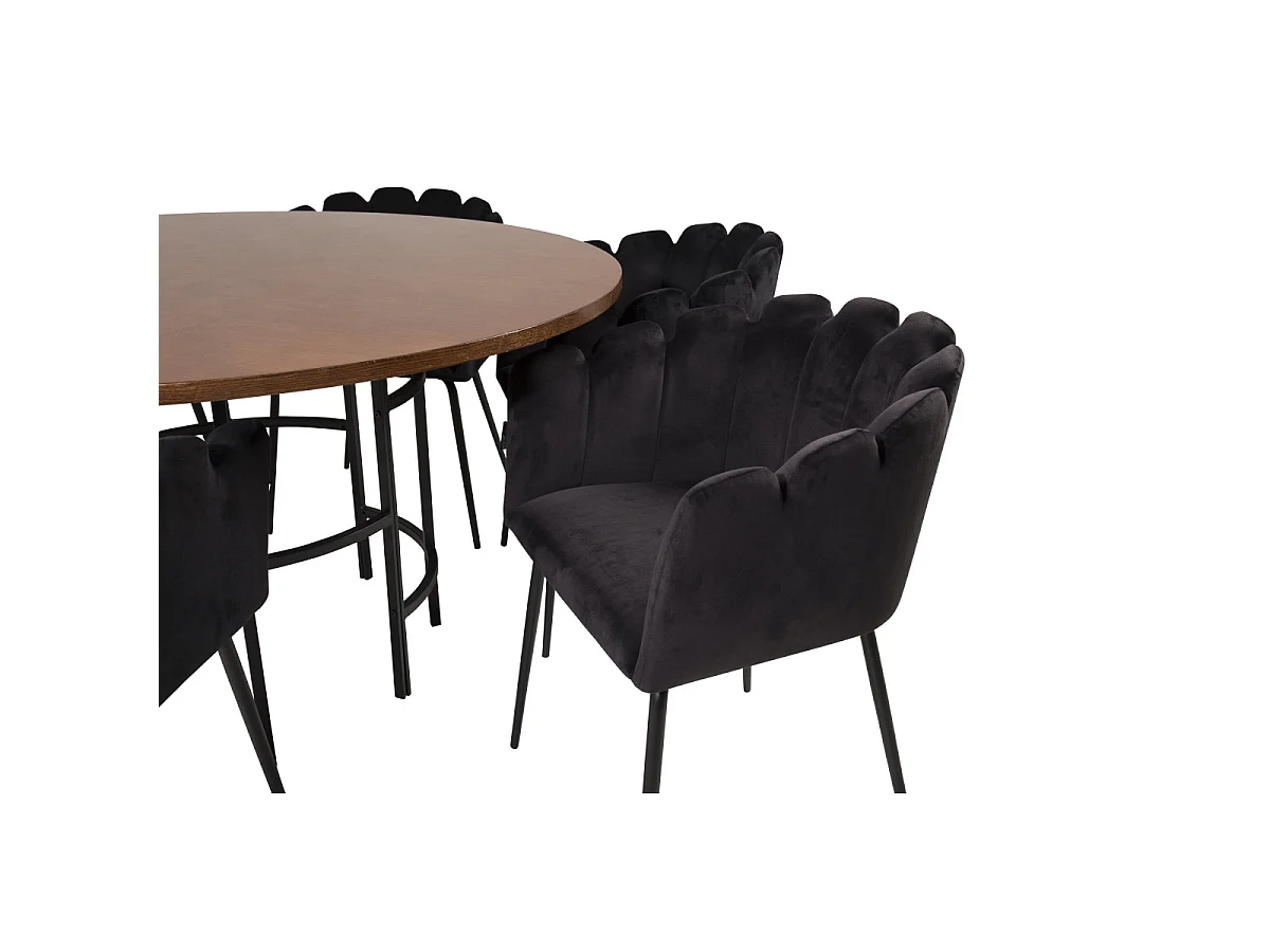 Ensemble Table à Manger & 6 Chaises "Copenhagen & Limhamn" 140cm Noir & Marron