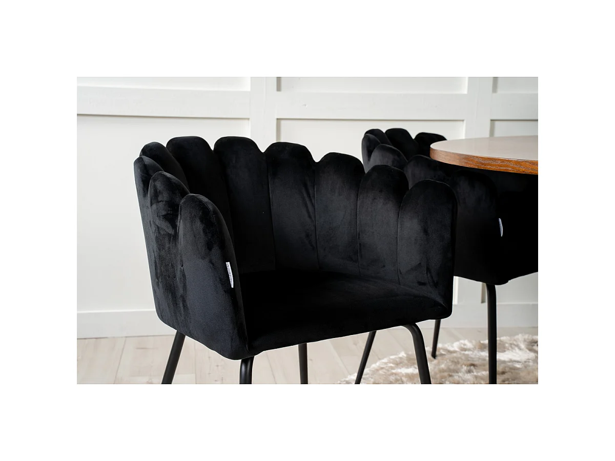Ensemble Table à Manger & 6 Chaises "Copenhagen & Limhamn" 140cm Noir & Marron