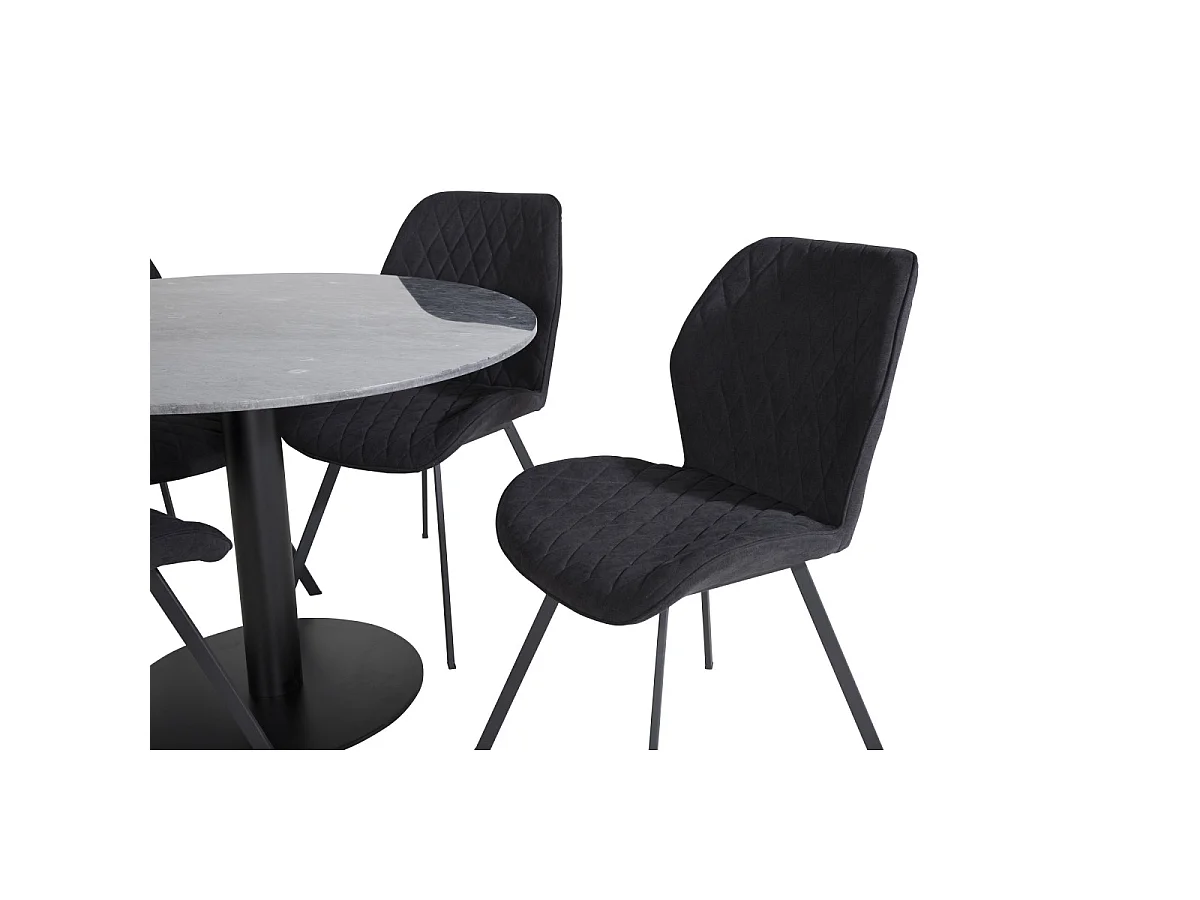 Ensemble Table à Manger & 4 Chaises "Estelle & Gemma" 106cm Gris Foncé & Noir