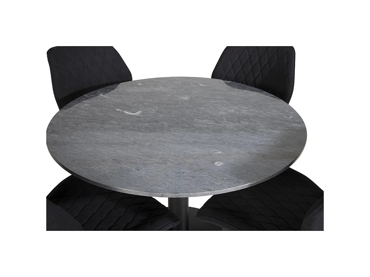 Ensemble Table à Manger & 4 Chaises "Estelle & Gemma" 106cm Gris Foncé & Noir