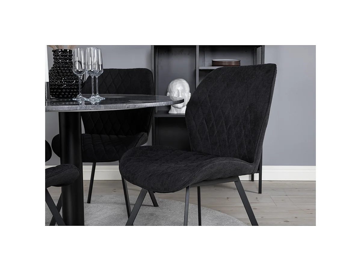 Ensemble Table à Manger & 4 Chaises "Estelle & Gemma" 106cm Gris Foncé & Noir