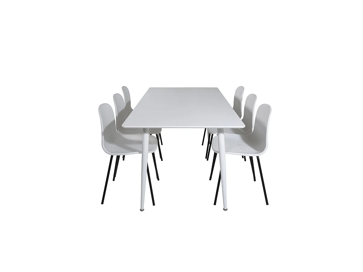 Ensemble Table à Manger & 6 Chaises "Polar & Artic" 180cm Blanc